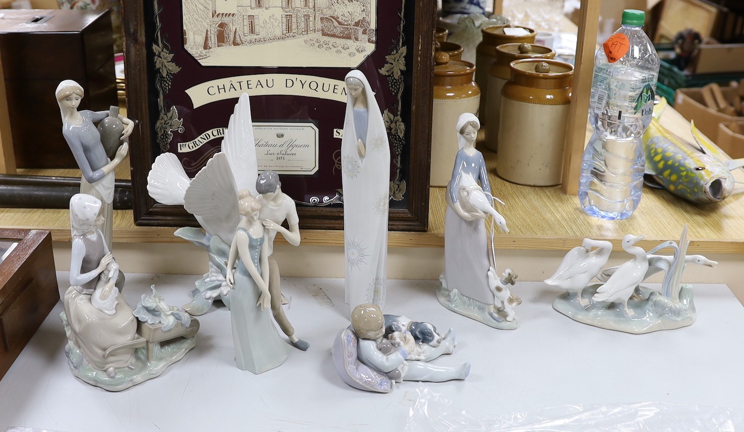 A collection of Lladro figure groups (8) tallest Virgin Mary 34cms high